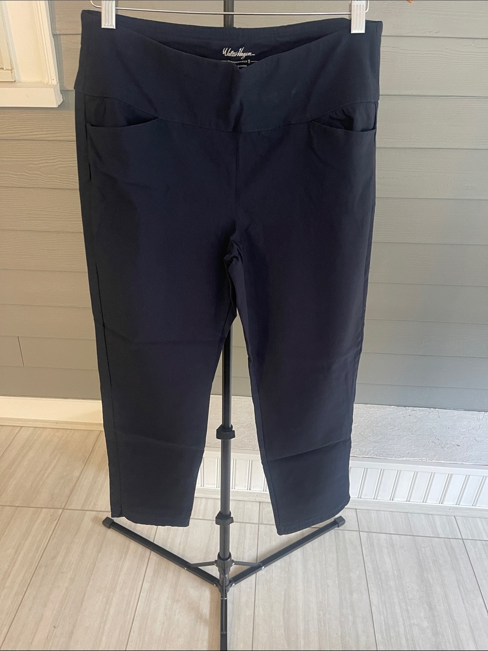 Walter Hagen Navy Pull On Cropped Stretch Ankle Pants Size Large
